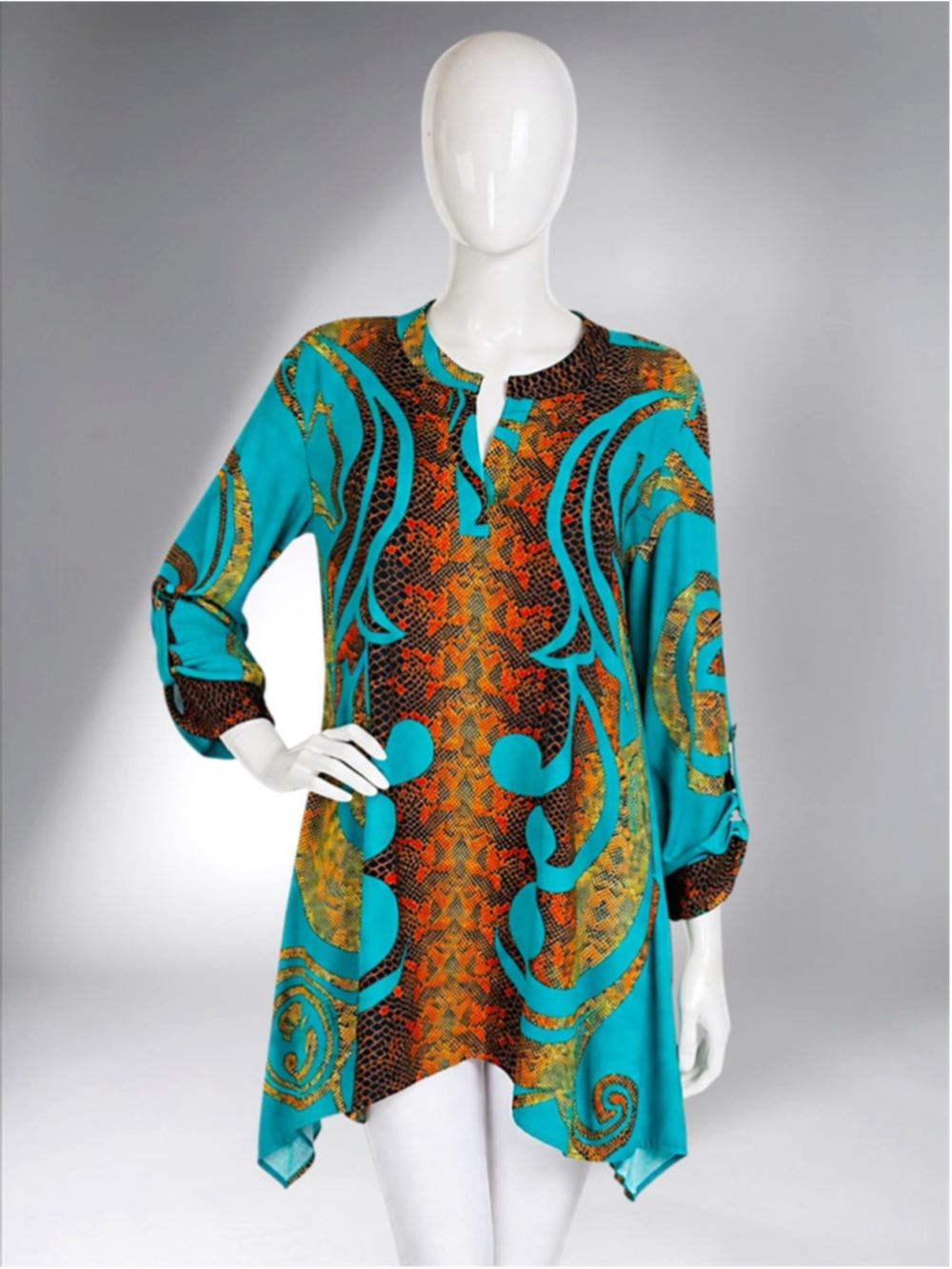 Mesmerize Asymmetrical Printed Boho Tunic – Size XL